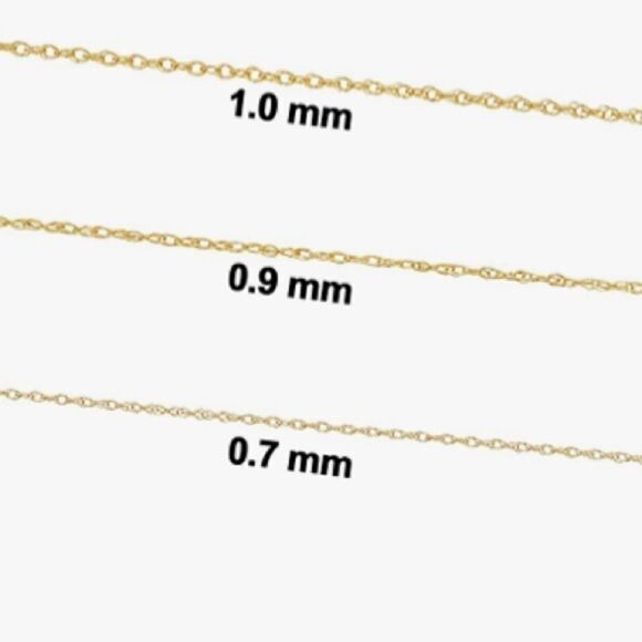 Real solid 14k gold rope chain necklace, 1mm - Picture 7 of 8